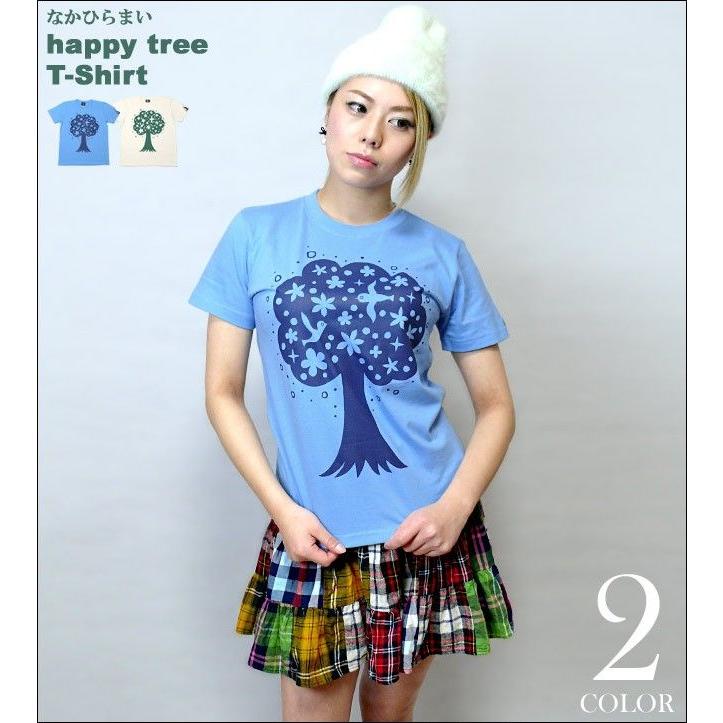 happy tree ( ハッピー ツリー ) Tシャツ -G- 半袖 木花鳥柄 イラストTシャツ プリントTシャツ カジュアルコーデ かわいいデザイン｜bambi