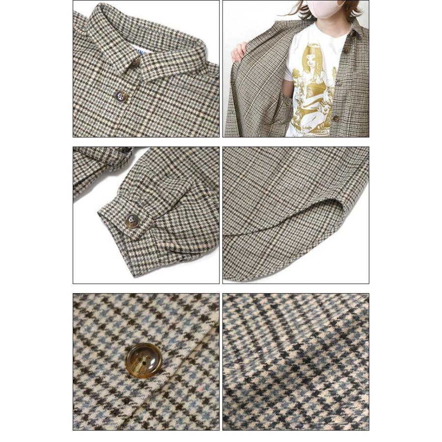 フェイクウール チェック柄 シャツコート (ブラウン) OMNES -R4- 長袖 茶色 アウター カジュアル ロング丈 ゆったり オーバーサイズ | OMNES（ファッション） | 08