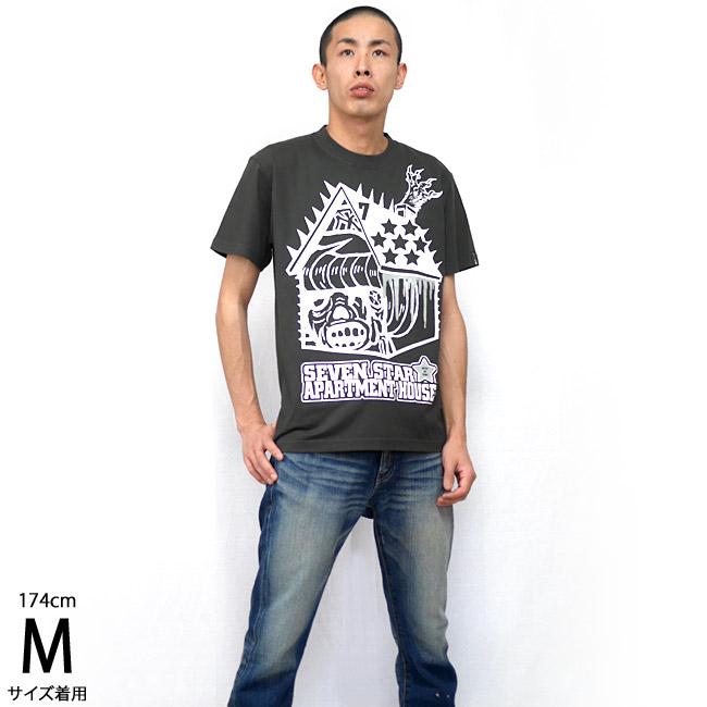 セブンスターマンション Tシャツ (スミ) -X- 半袖 墨色 グレー ポルノ