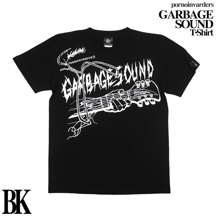 GARBAGE SOUND ガベージサウンド Tシャツ (ブラック)-X- 半袖 黒色 ギター柄 PUNKROCK パンクロック バンド かっこいい ライブ フェスコーデ | メンズセレクト