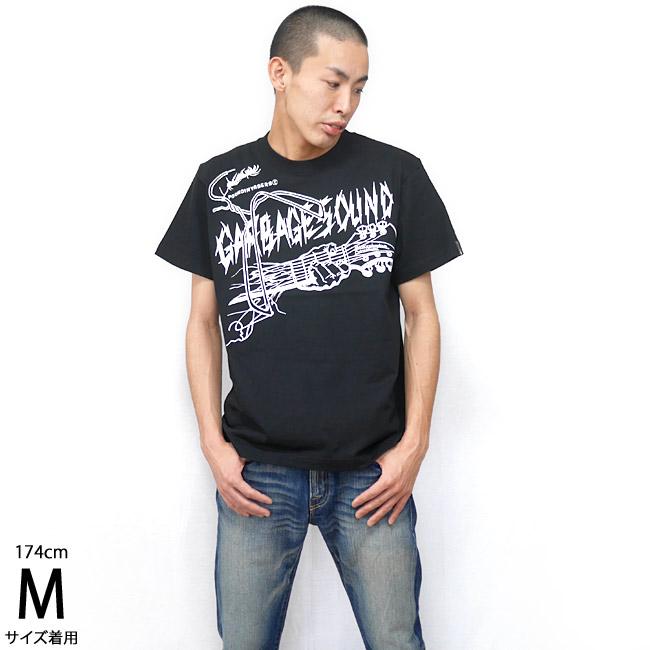 GARBAGE SOUND ガベージサウンド Tシャツ (ブラック)-X- 半袖 黒色 ギター柄 PUNKROCK パンクロック バンド かっこいい ライブ フェスコーデ | メンズセレクト | 03