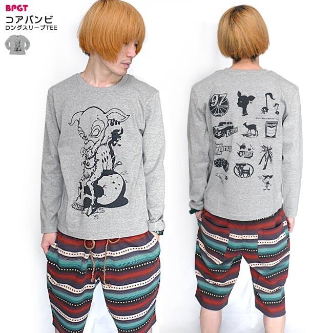 コアバンビ ロングスリーブ Tシャツ -F- 長袖 ロンT 子鹿 こじか スカル ドクロ モンスター イラスト パンクロックＴシャツ | メンズセレクト | 02