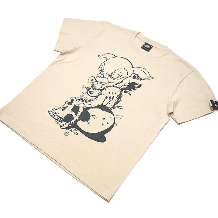 コアバンビ Tシャツ (サンドベージュ) -X- 半袖 子鹿 ばんび スカル ドクロ ハードコア ロックＴシャツ イラストプリント | メンズセレクト | 02