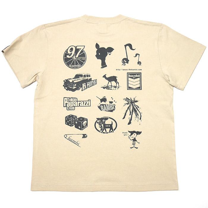 コアバンビ Tシャツ (サンドベージュ) -X- 半袖 子鹿 ばんび スカル ドクロ ハードコア ロックＴシャツ イラストプリント | メンズセレクト | 03