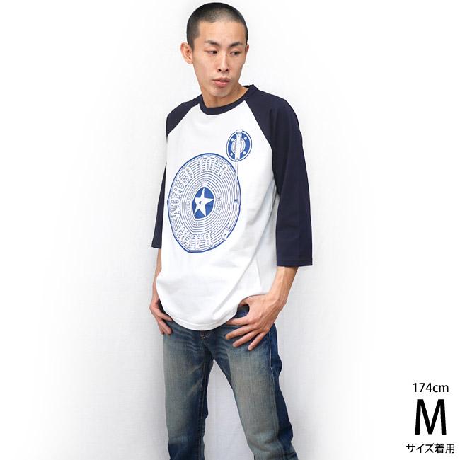 Bambi World Tour ラグランスリーブ (ホワイト×ネイビー袖) BPGT-X- 七分袖 バンド ワールドツアー レコード ターンテーブル アメカジ カジュアルコーデ | メンズセレクト | 06