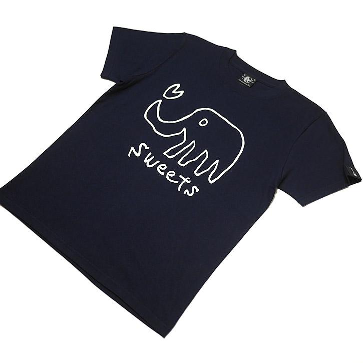 特別プライス☆sweets Tシャツ (ネイビー) -X- 半袖 紺色 可愛い かわいい 象さん ぞう ゾウ どうぶつ柄 落書き らくがき イラストレーション | レディースセレクト | 02