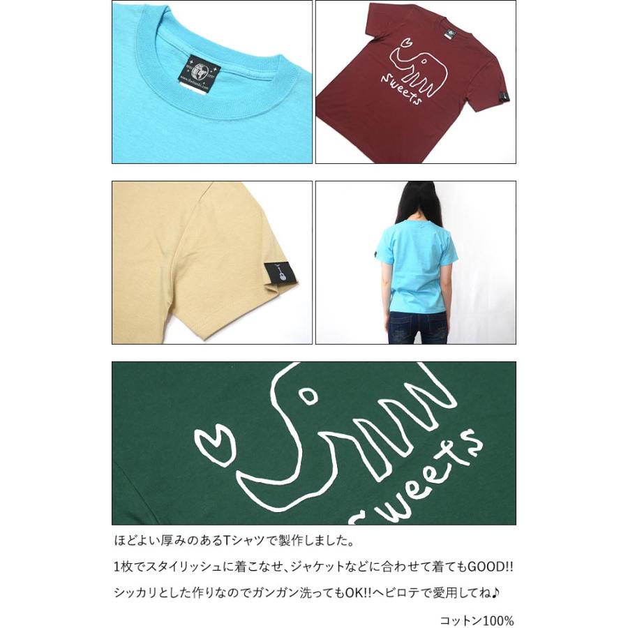 特別プライス☆sweets Tシャツ (ネイビー) -X- 半袖 紺色 可愛い かわいい 象さん ぞう ゾウ どうぶつ柄 落書き らくがき イラストレーション | レディースセレクト | 05