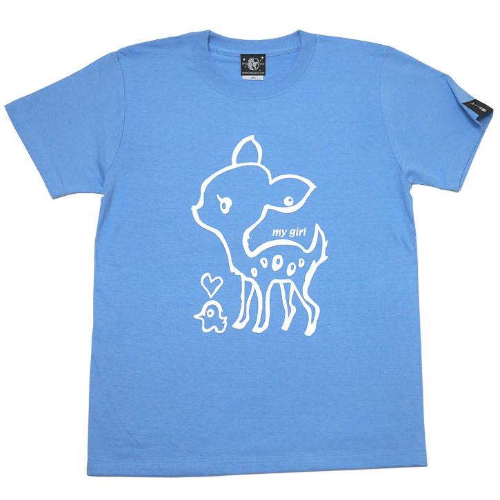 特別プライス☆　my girl Tシャツ (サックス)-X- 半袖 水色 みずいろ ばんび 子鹿 こじか アニマル 動物イラストレーション かわいい 可愛い キャラ | 
