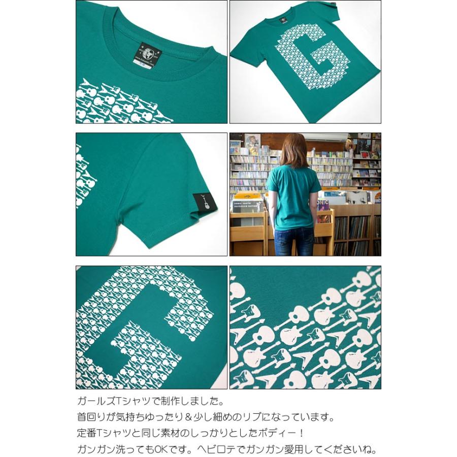ギターのG ガールズTシャツ (アップルグリーン) -X- 半袖 トップス カットソー 緑色 みどり 楽器 パターン柄 可愛い かわいい ライブフェスコーデ | レディースセレクト | 06