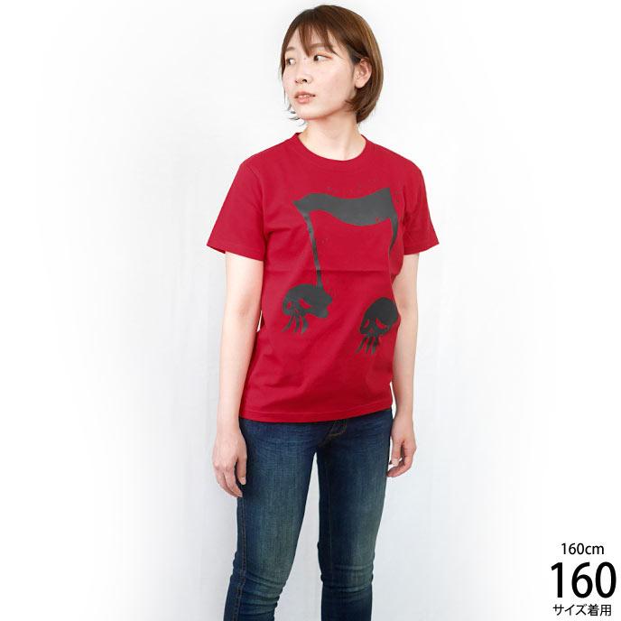 スカルオンプ２ Tシャツ (レッド) -G- 半袖 赤色 ドクロ ROCKNROLL ロックTシャツ アメカジ カジュアル かわいい 音符｜bambi｜05