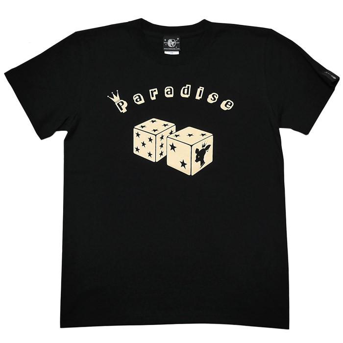 Paradise (パラダイス) Tシャツ (ブラック) -X- 半袖 黒色 サイコロ 賽子 ダイス かわいい 可愛い ポップ ロゴTee アメカジ カジュアル 大きいサイズ | レディースセレクト | 07