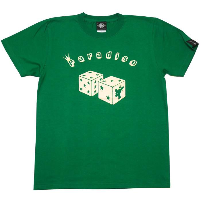 Paradise (パラダイス) Tシャツ (グリーン) -X- 半袖 緑色 サイコロ 賽子 ダイス かわいいロゴTee 子鹿 バンビ 星柄 大きいサイズ | レディースセレクト | 06
