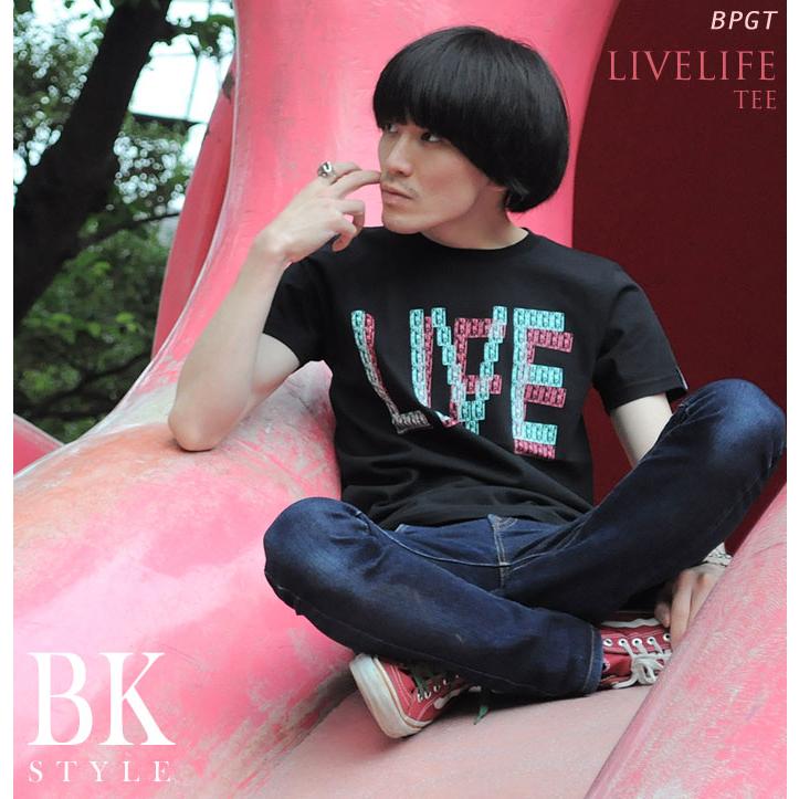 ロックTシャツ / LIVELIFE Tシャツ (ブラック) -X- 半袖 黒色 カセットテープ バンド ライブライフ グラフィック ROCKNROLL メッセージデザイン | メンズセレクト | 02