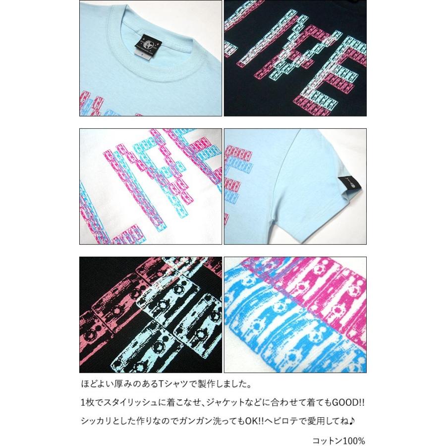 ロックTシャツ / LIVELIFE Tシャツ (ブラック) -X- 半袖 黒色 カセットテープ バンド ライブライフ グラフィック ROCKNROLL メッセージデザイン | メンズセレクト | 09