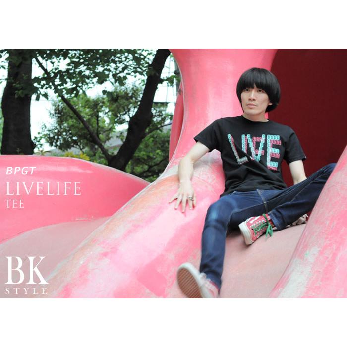 ロックTシャツ / LIVELIFE Tシャツ (ブラック) -X- 半袖 黒色 カセットテープ バンド ライブライフ グラフィック ROCKNROLL メッセージデザイン | メンズセレクト | 04