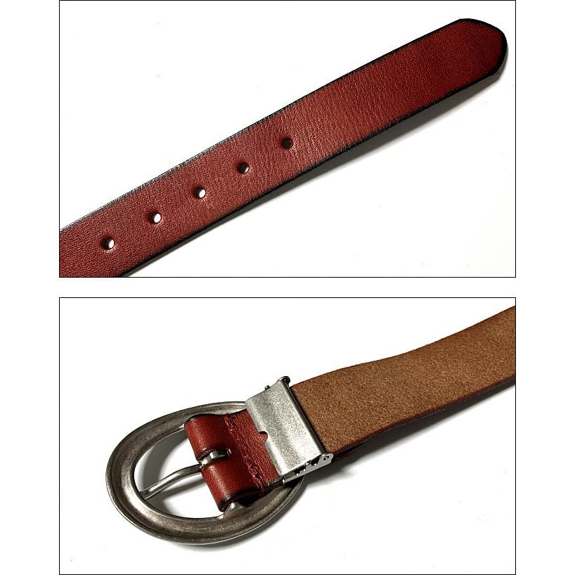 オーバルバックル レザーベルト (レッド) - tachiya -X- 茶色 Belt 牛革 本革 カジュアル アメカジ ユニセックス サイズ調節可能 セレクトアイテム | メンズセレクト | 05