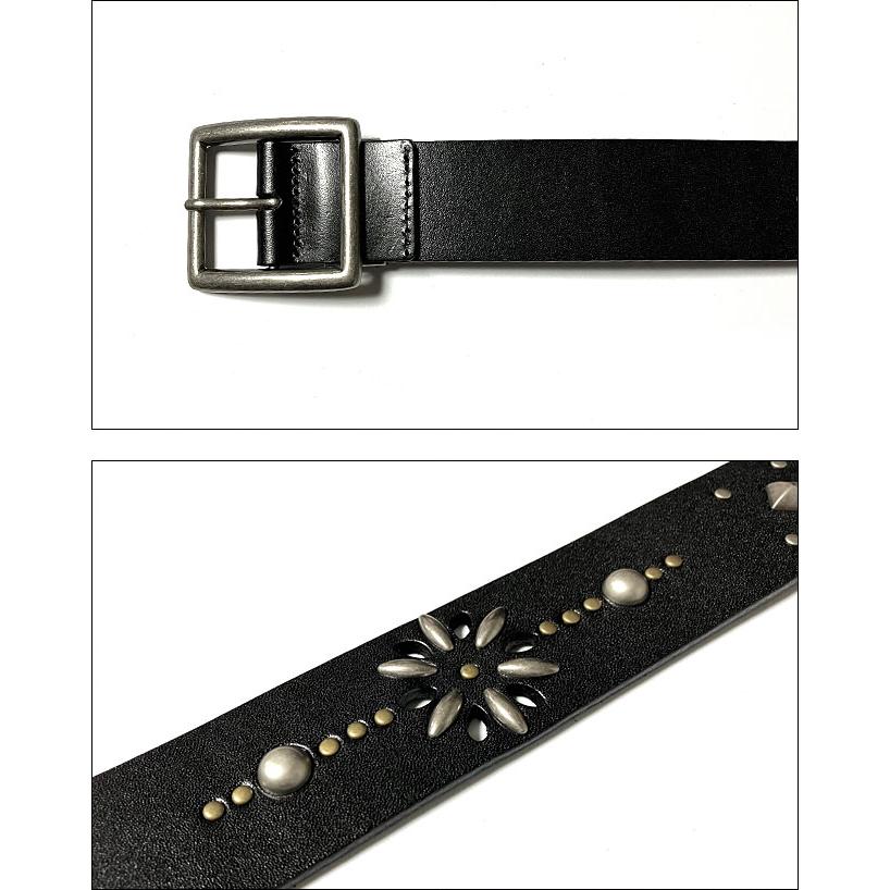フラワースタッズ レザーベルト (ブラック) - tachiya -X- 黒色 クロ Belt 牛革 花 ロック アメカジ カジュアル ストリート セレクトアイテム | メンズセレクト | 04
