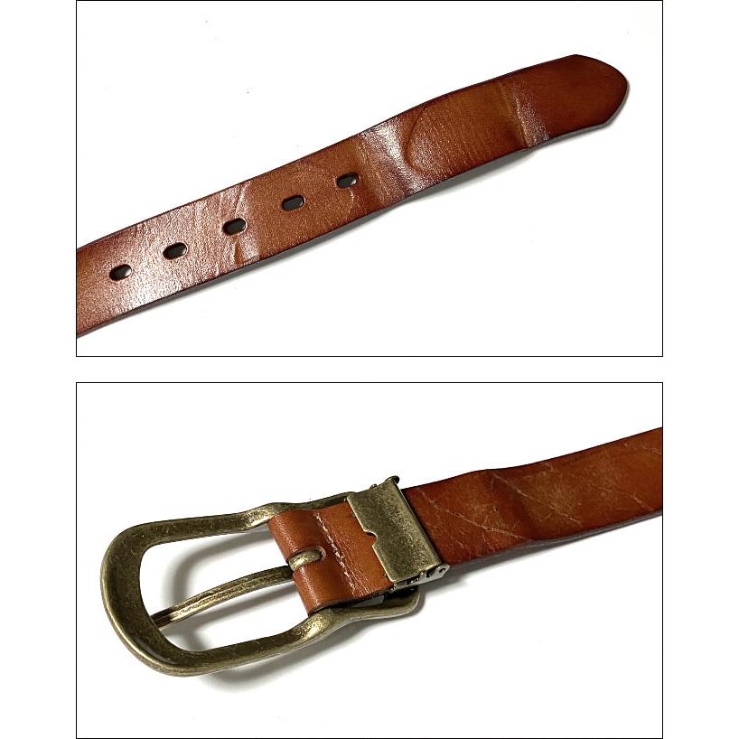 ビンテージダメージ加工 レザーベルト (ブラウン) - tachiya -X- 茶色 Belt 牛革 本革 カジュアル アメカジ ユニセックス サイズ調節可能 セレクトアイテム | メンズセレクト | 05