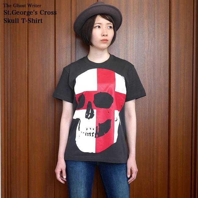 レディースセレクト セント ジョージ クロス スカル Tシャツ (スミ) -F 