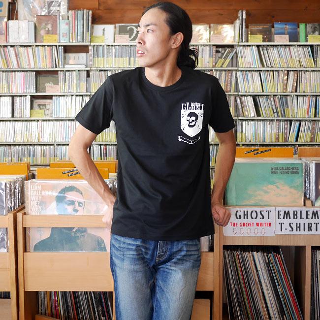 パンクロックTEE / Ghost Emblem (ゴースト エンブレム) Tシャツ (ブラック) -F- 半袖 黒色 骸骨 ドクロ柄 スカル SKULL PUNKROCK ワンポイント バックプリント | 