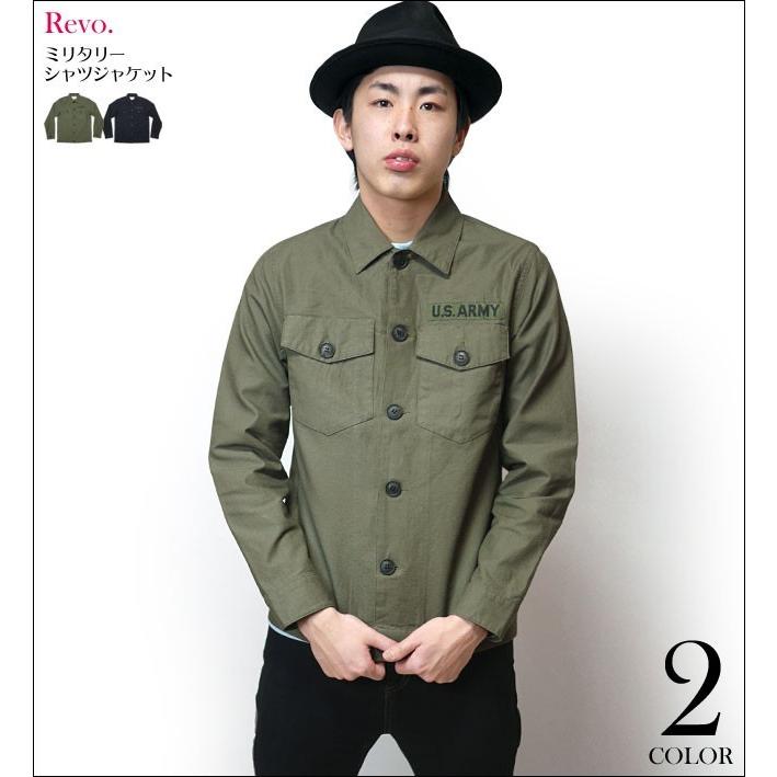 ミリタリー シャツジャケット ( オリーブ ) -Revo.-G- 長袖シャツ アウター ブルゾン アメカジ カジュアル  :th2268-ol:Tシャツ屋さんバンビ - 通販 - Yahoo!ショッピング