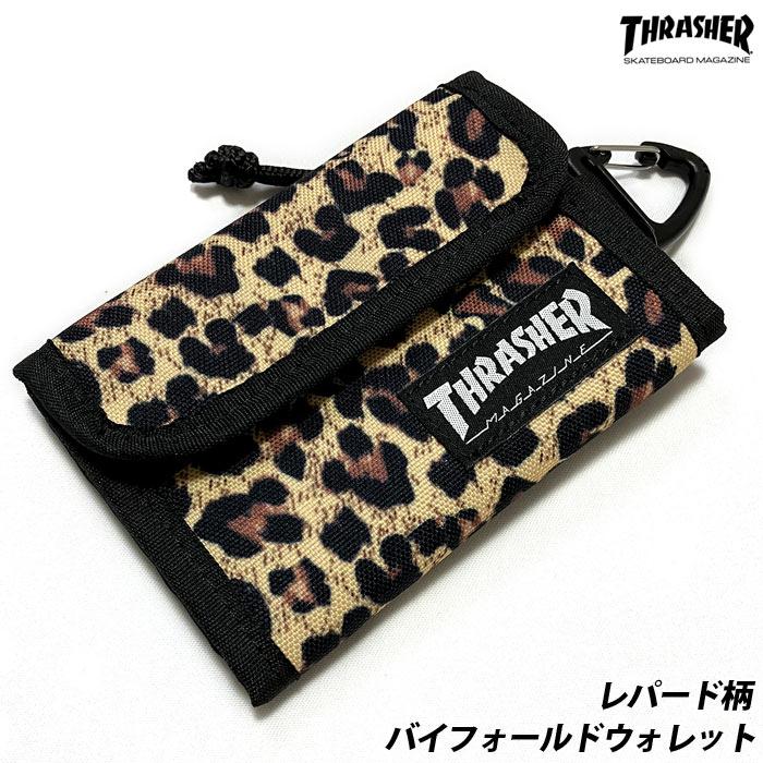 バイフォールドウォレット (レパード柄) - THRASHER スラッシャー -X- Bifold 二つ折り財布 サイフ レオパード ヒョウ柄 スケーター スケートボード ストリート | THRASHER
