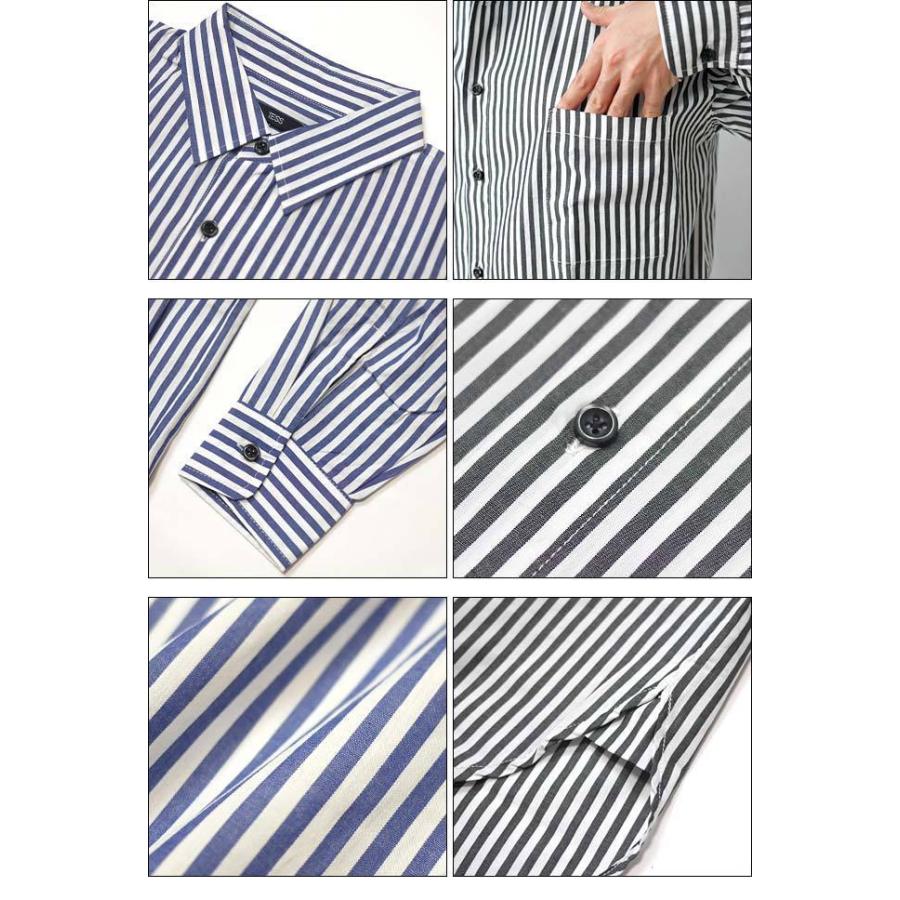BIGシルエット ストライプシャツ (ブルーst) -G- 長袖 青色 爽やか 綺麗目カジュアル ストリート ビックシルエット | メンズセレクト | 06