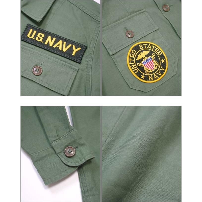 USタイプ OG-107 ファティーグシャツ - レディースサイズ (NAVY ワッペン)【レプリカ】-G- 長袖 米軍 海軍 ネイビー ミリタリー アメカジ｜bambi｜06