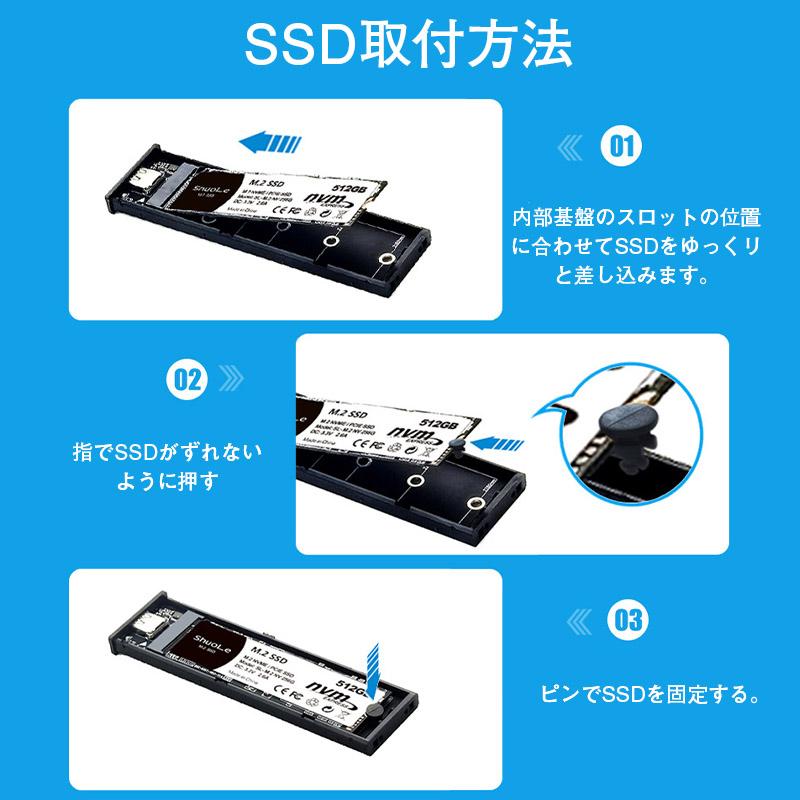 データの高速移動を／M.2 SSD外付けケース M-Key対応 NVMe M.2 SSD
