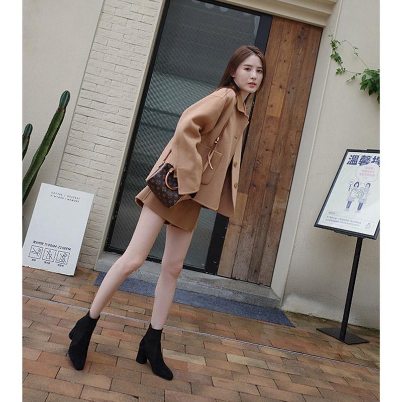 新品未使用タグ付きスナイデルニットショートブーツブラウン ソックス風 ショートブーツ レディース ニットブーツ 厚底ブーツ