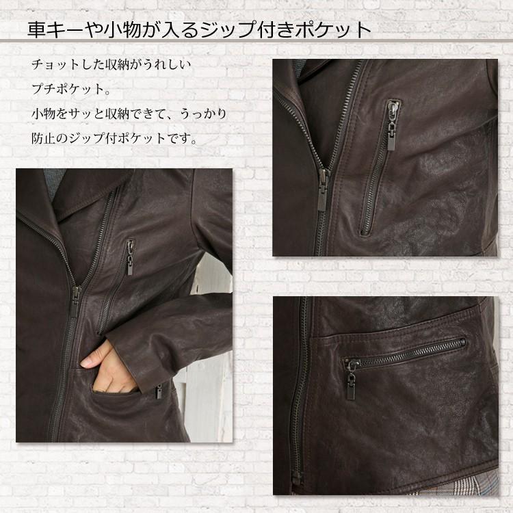 ラムレザー ライダースJKダブル　ベジタブルウォッシュ　レトロなユーズド感がおしゃれなジャケット |  | 05