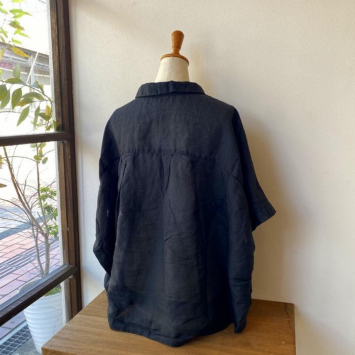 prit（プリット） シャツ ラミー5分袖ビックシャツ クロ P82630