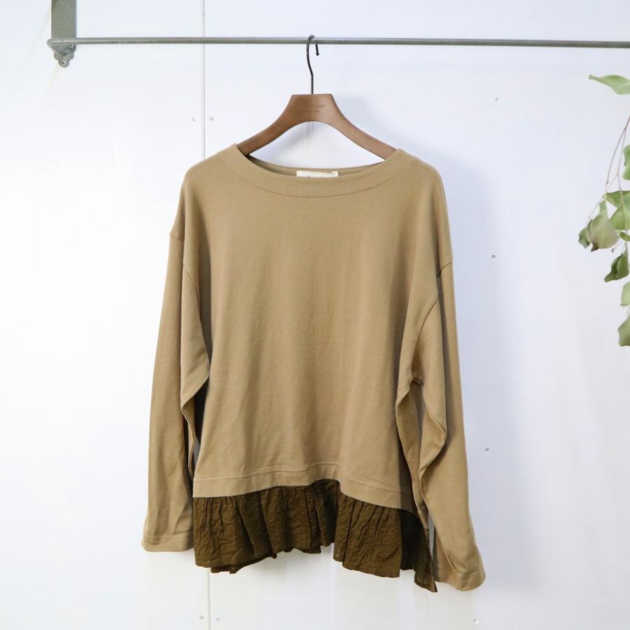 プルオーバー tumugu ツムグ コーマ天竺×ウェーブローン 裾フリルプル