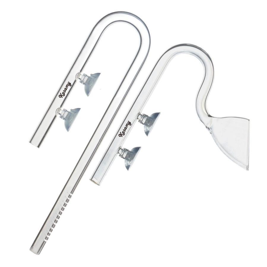 水槽用 クリア ガラスパイプ 熱帯魚 アクアリウム 水草 12/16 ホース用 ( リリィ型 出水 吸水 セット ) | 