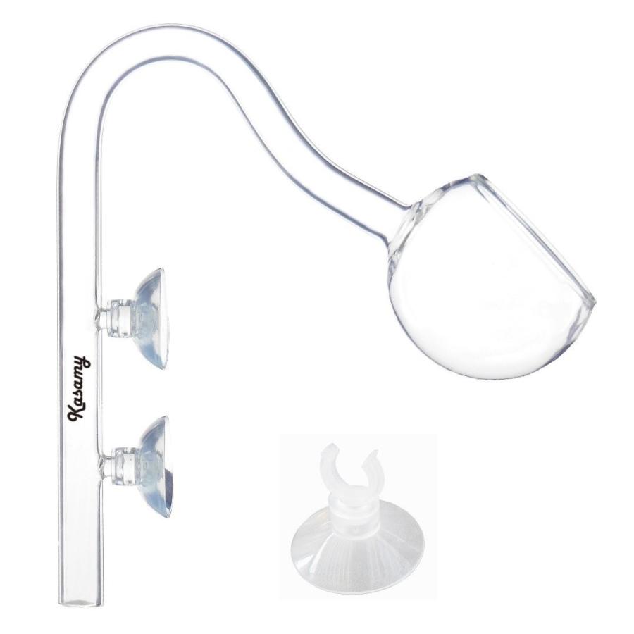 水槽用 ポピー型 出水 クリア ガラスパイプ 熱帯魚 アクアリウム 水草 12/16 クリップ式 吸盤 セット | 