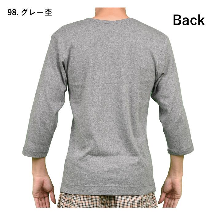 M.L.LL.7分袖ボタン付き全開丸首Tシャツ 七分袖 選べる3色