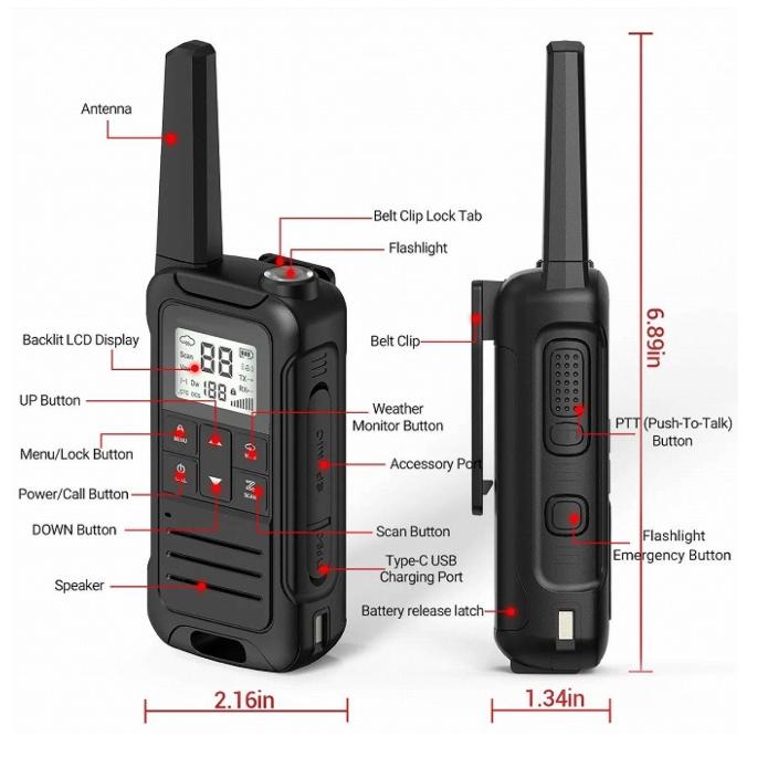 通話距離約5キロ アルカリ電池と充電池でも使える タイプC・USB充電