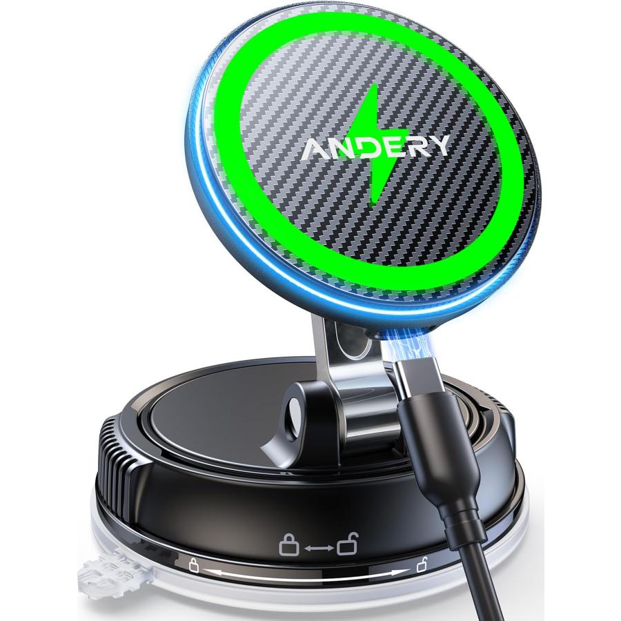 スマホホルダー 車 ワイヤレス充電 マグネット【15W急速充電+真空吸盤の最強コンビ】安定性拔群 車 スマホスタンド【超強磁力】24×N55磁石 M（Yahoo!・BANARI Y!ショップ）