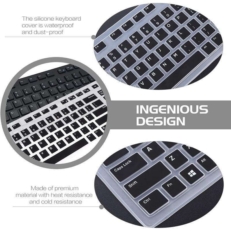 POPETPOP デルkb216クリアキーボードスキン防水アンチダスト有線キーボードカバーと互換性のあるシリコンキーボードプロテクター ブラ