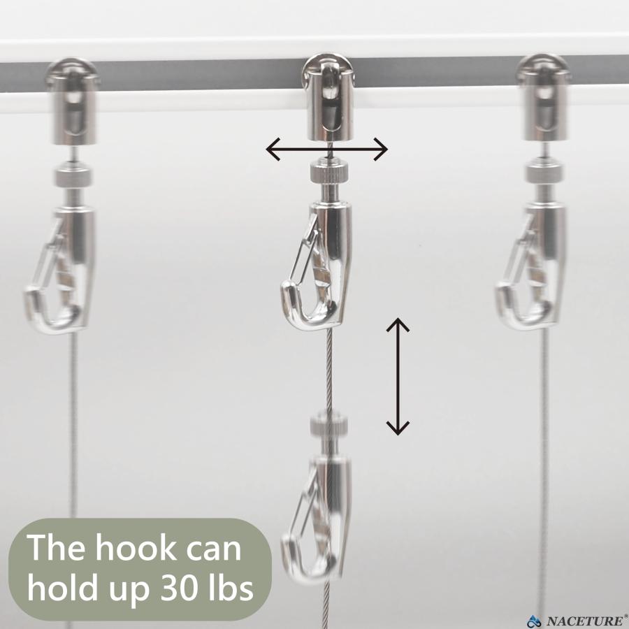 ピクチャーレール 壁掛けシステム（方形タイプ）? アート展示用レールセット（60cm×4本・2Mワイヤー付きフック×4本・取り付け金具・軌道側キャップ |  | 02