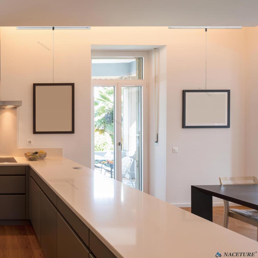 ピクチャーレール 壁掛けシステム（方形タイプ）? アート展示用レールセット（60cm×4本・2Mワイヤー付きフック×4本・取り付け金具・軌道側キャップ |  | 07