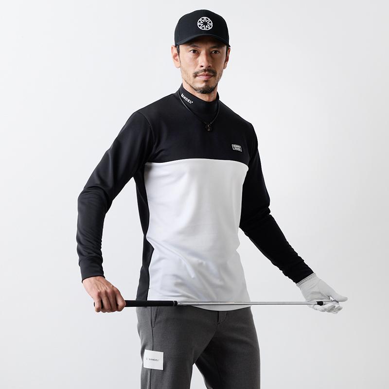 BANDEL GOLF ブラックモックネック BANDEL GOLF バンデル ゴルフ PIPING REFLECTOR S/S MOCK NECK