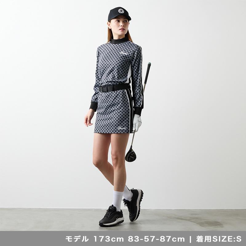 バンデル ウィメンズ オールオーバー スウィッチライン モックネック ゴルフ シャツ レディース  女性 ゴルフウェア BANDEL 25AWの画像