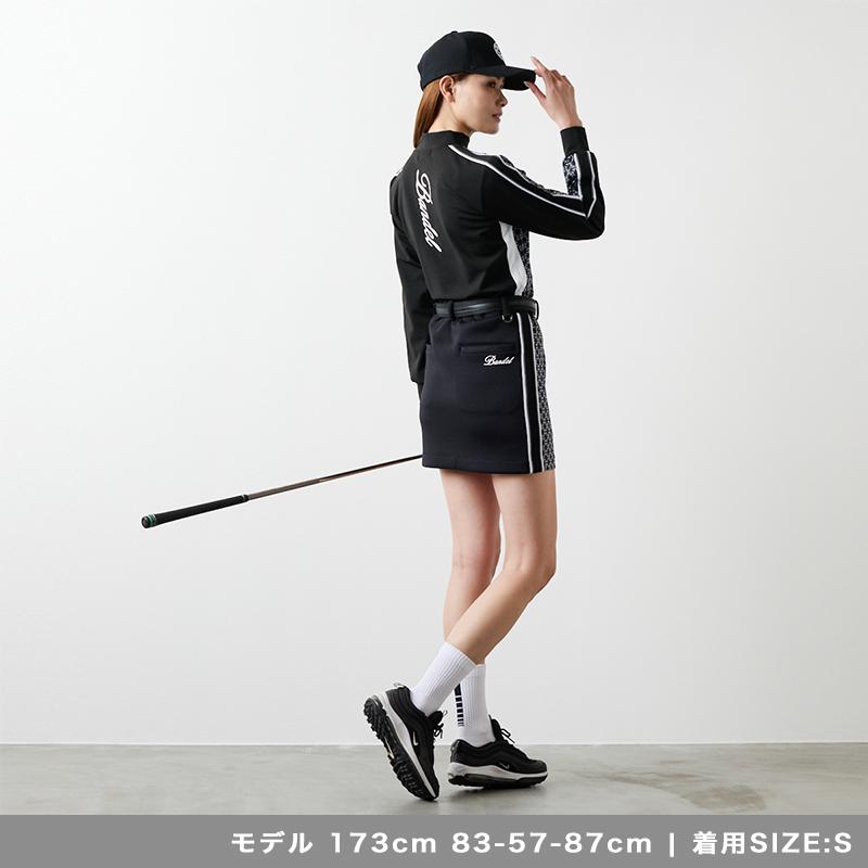 バンデル ウィメンズ オールオーバー スウィッチライン モックネック ゴルフ シャツ レディース  女性 ゴルフウェア BANDEL 25AWの画像