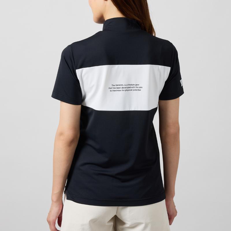 BANDEL バンデル WOMENS BICOLOR PATERN S/S MOCK NECK SHIRTS
