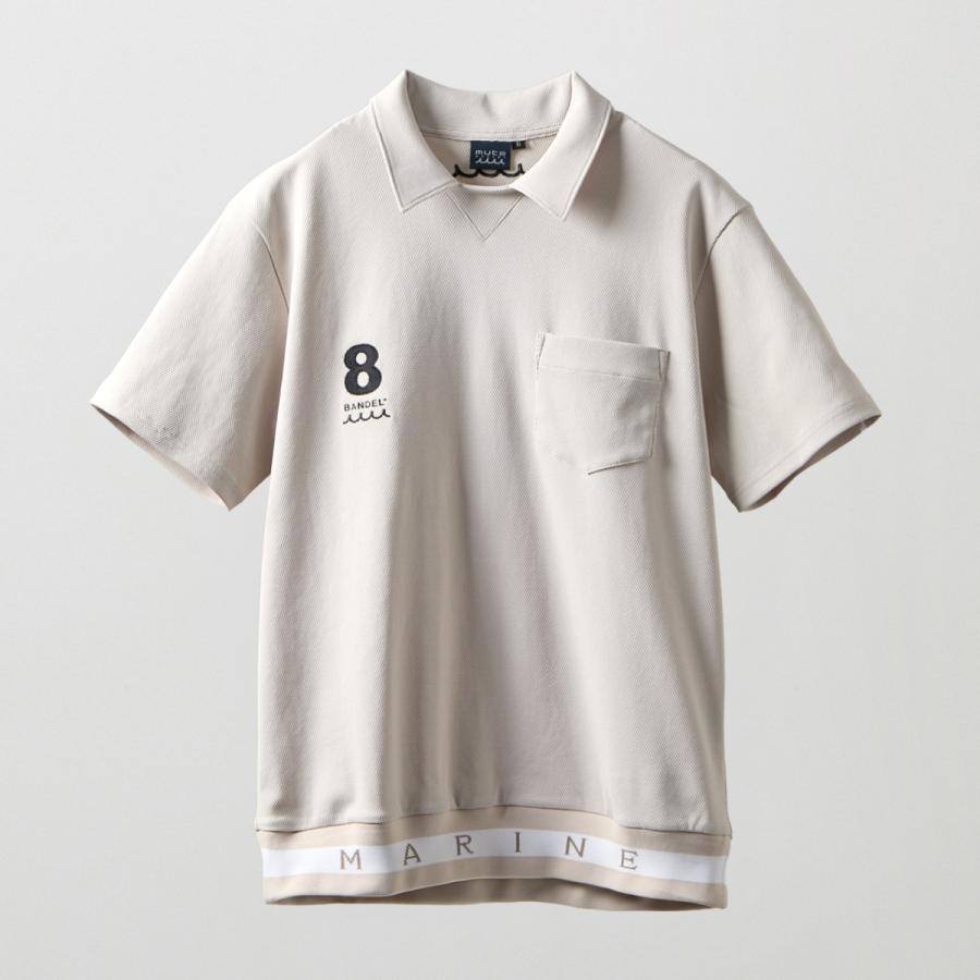 BANDEL バンデル　グレージュ&ホワイト　ポロシャツ BANDEL（バンデル） BANDEL×mutaヘムリブポケットポロシャツ ムータ