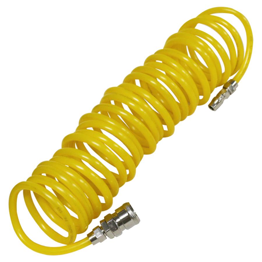 送料無料】外径8mm エアー コイル ホース 6m イエロー 黄 ワンタッチ