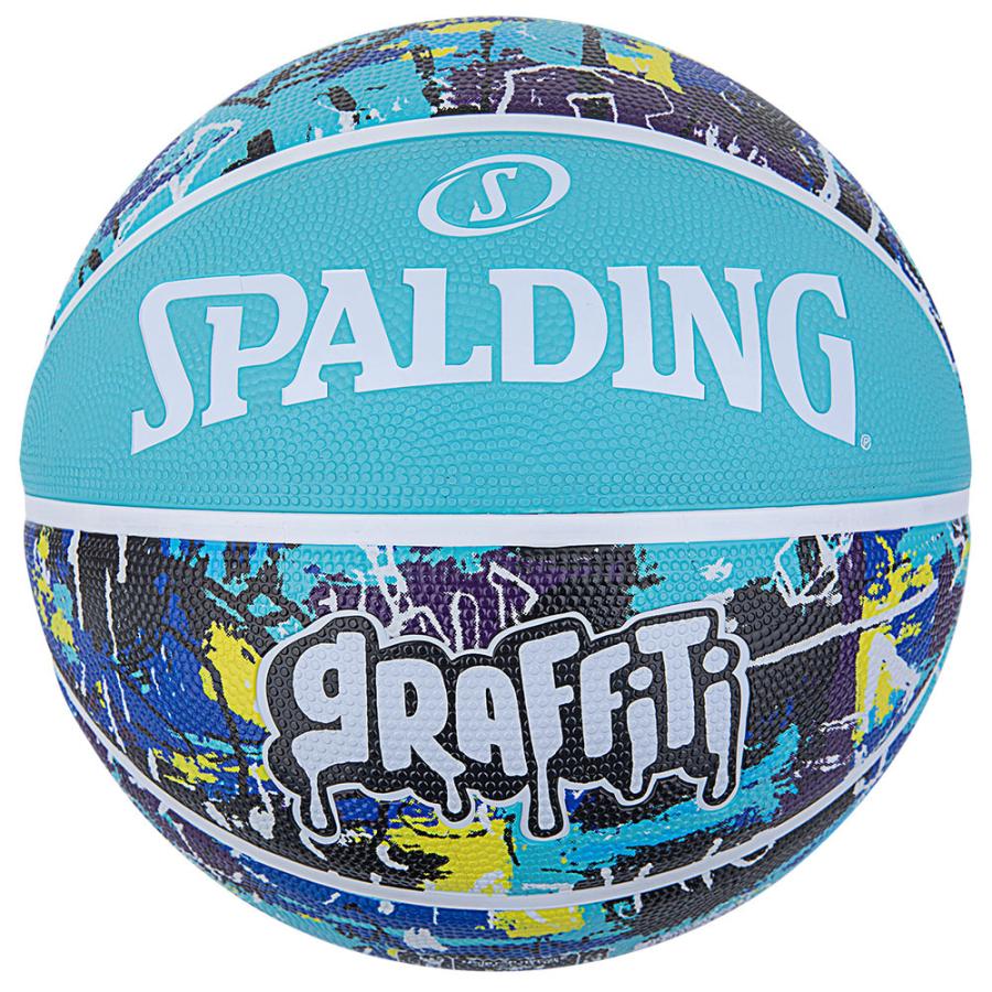 バスケットボール SPALDING ラバーボール グラフィティ ブルー 7号 外用｜bandofballers