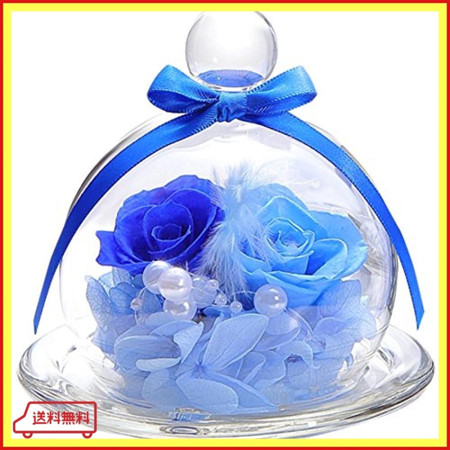 ティートサイト プリザーブドフラワー フラワーアレンジ ラッピング済み ガラスポット入り 2輪 バラ ブルー Hlc Bang Store 通販 Yahoo ショッピング