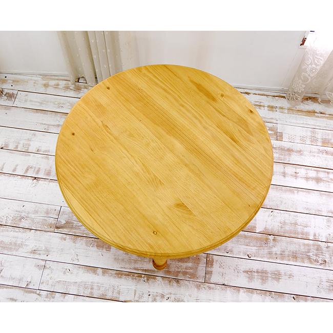 カントリーダイニングテーブル3点セット DT-Lacko2人用食卓 110cm丸 パイン食卓テーブル3点セット オイル仕上げ無垢丸テーブル_6